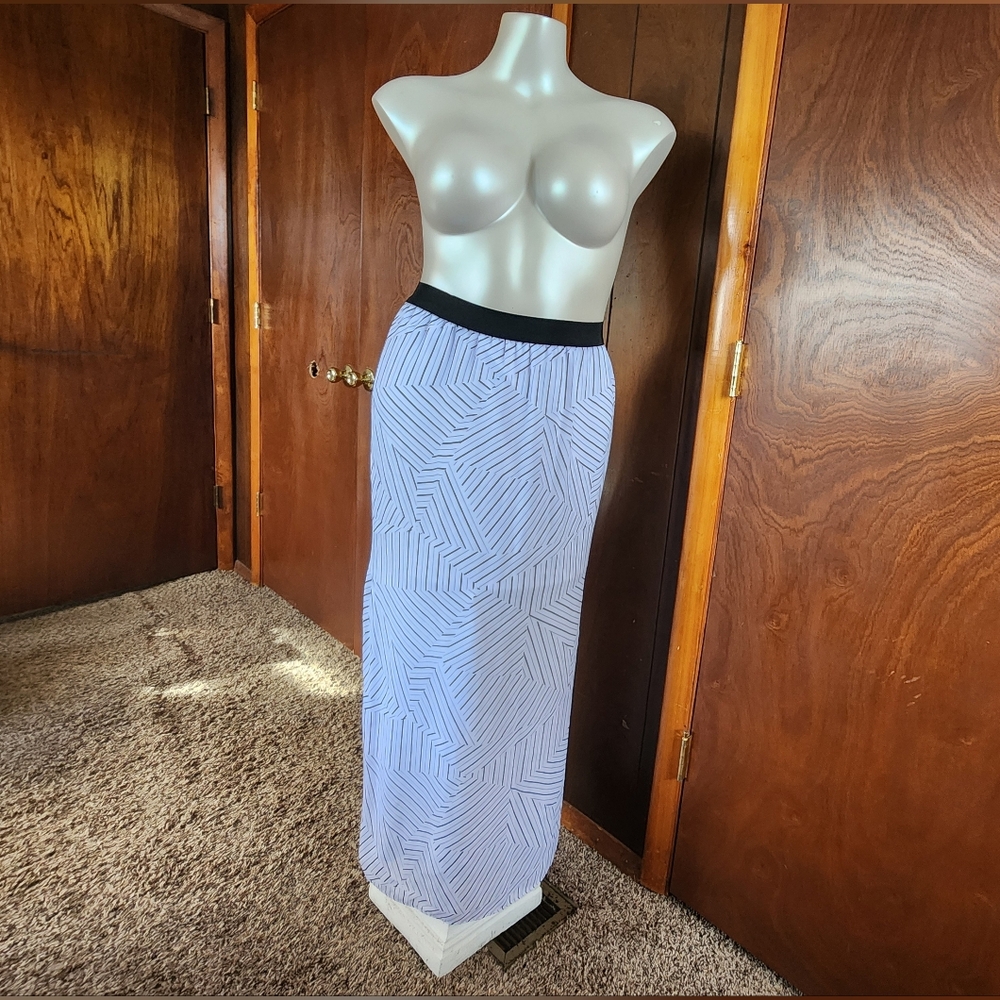 Worthington Black and White Striped Maxi Skirt